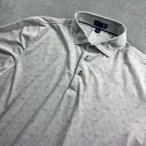 Stitch Golf Mens Medium Large M/L Grey Geometric Print Short Sleeve Polo Shirt